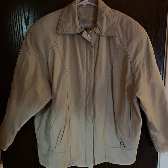 Wilsons Suede & Leather Women Beige Genuine Leather Jacket M Zip Front Vintage - Picture 1 of 7